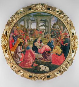 The Adoration of the Magi (osittaiskehyksellä), 1487 (öljy puulle)